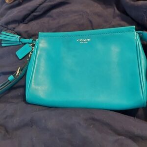 Coach Blue Leather Wristlet